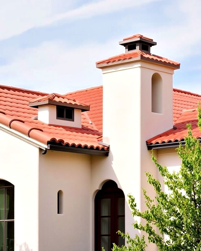 stucco chimneys for spanish style aesthetic - 40 Spanish Style Home Exterior Ideas