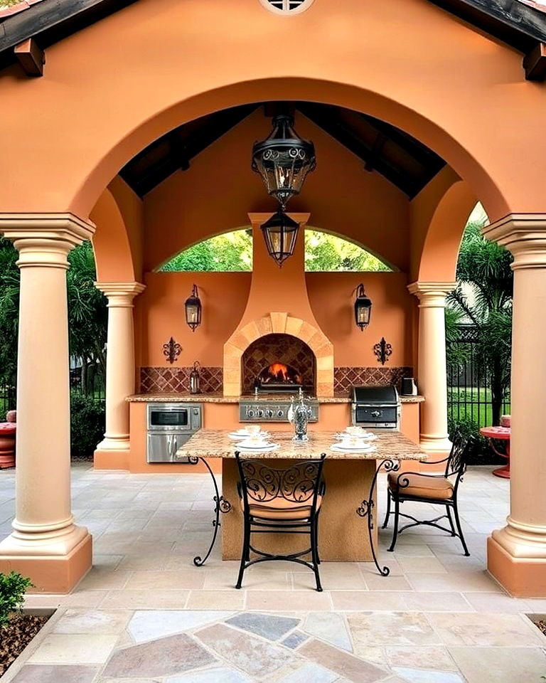 stucco kitchen and mediterranean gazebo - 20 Outdoor Kitchen with a Gazebo Ideas