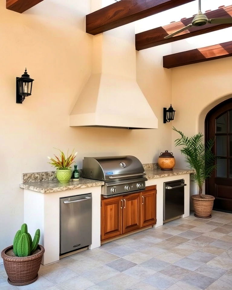 stucco walls for spanish style outdoor kitchen - 20 Spanish Style Outdoor Kitchen Ideas