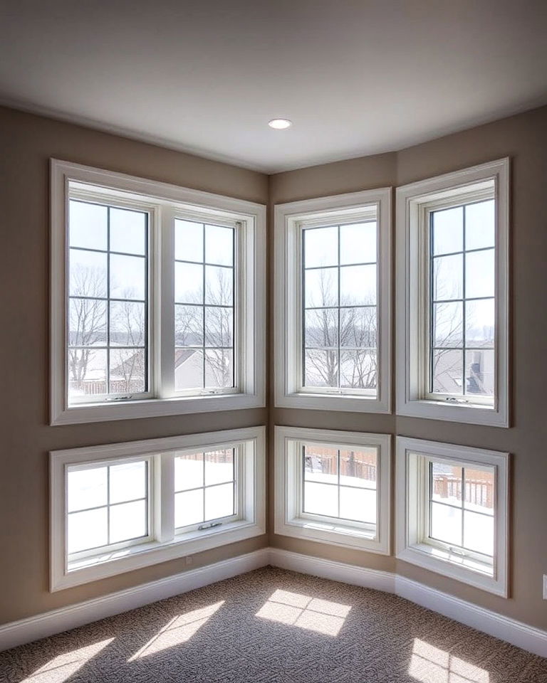 stunning corner windows for unique views - 30 Basement Window Ideas