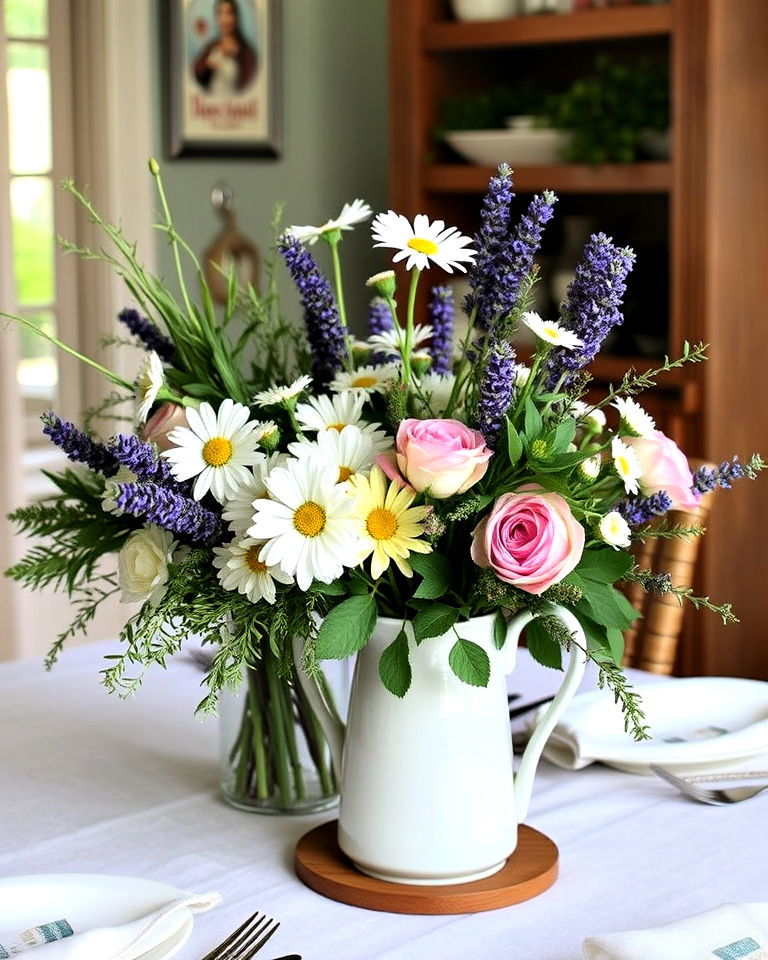 stunning cottage garden centerpiece - 30 Cottagecore Dining Room Ideas