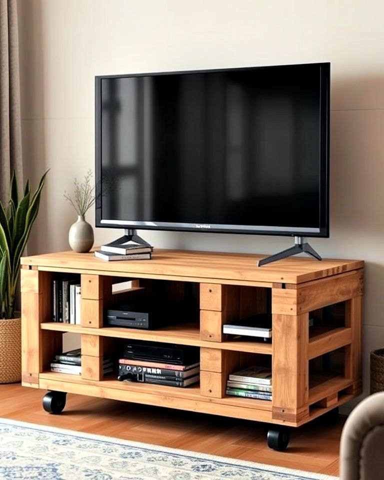 sturdy pallet tv stand - 40 Pallet Furniture Ideas