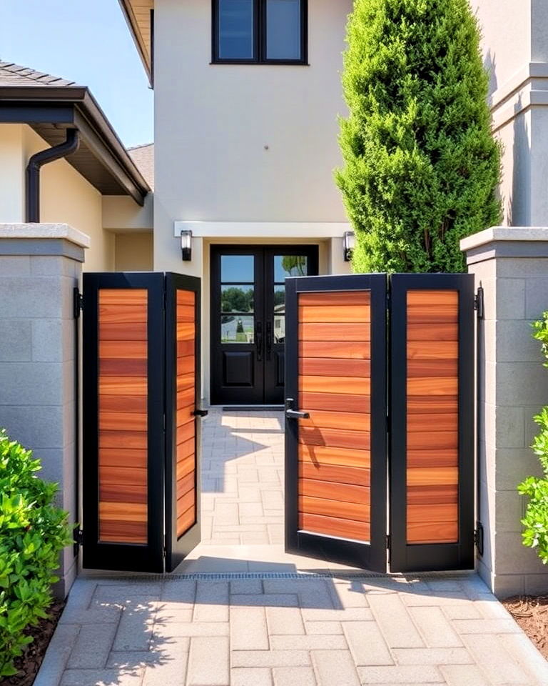 stylish bi folding gate - 20 Front Door Gate Ideas