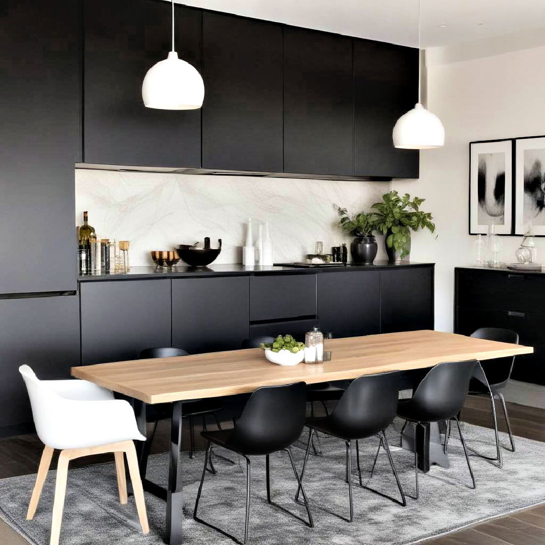 stylish black cabinetry - 30 Black Dining Room Ideas
