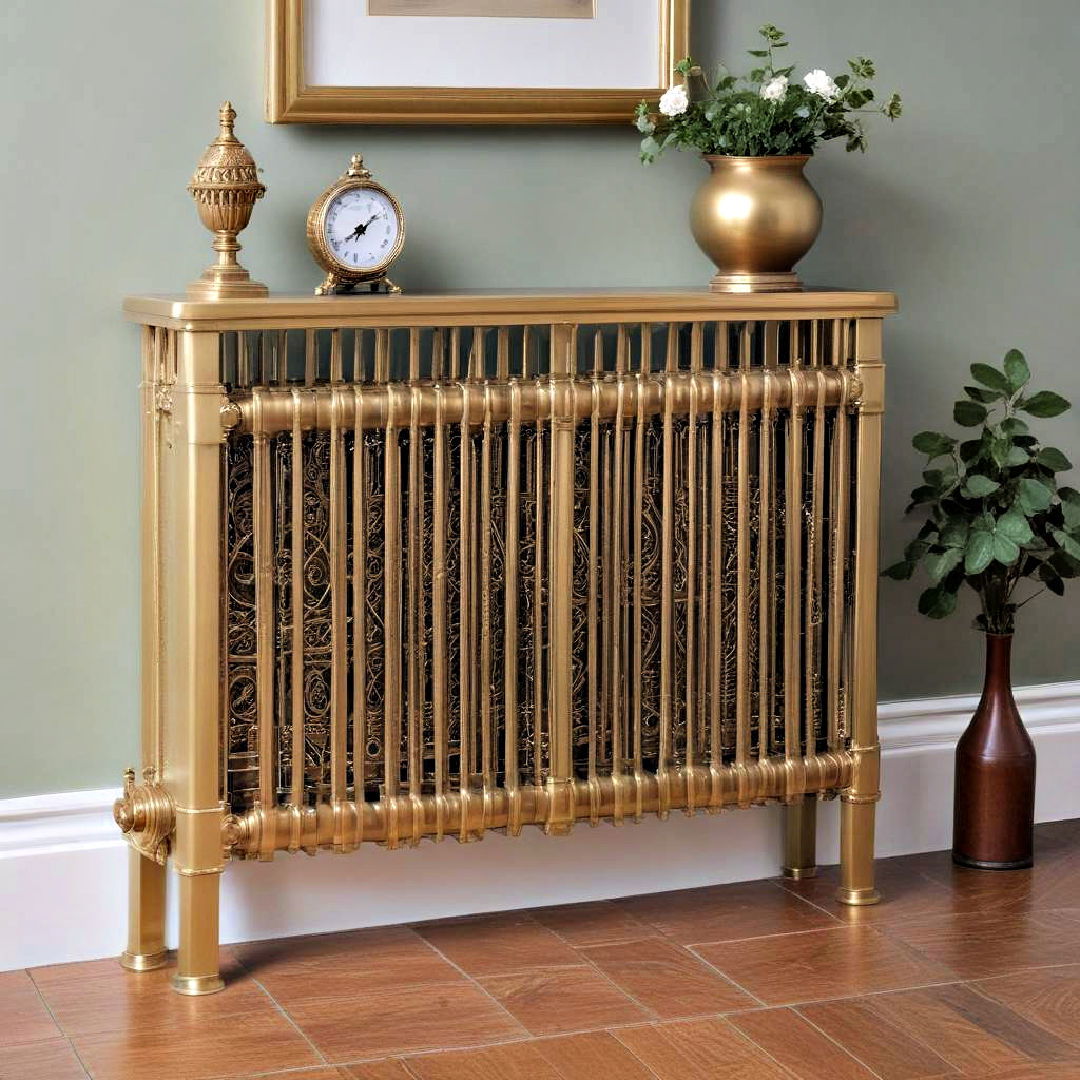 stylish brass radiator cover - 20 Victorian Hallway Ideas