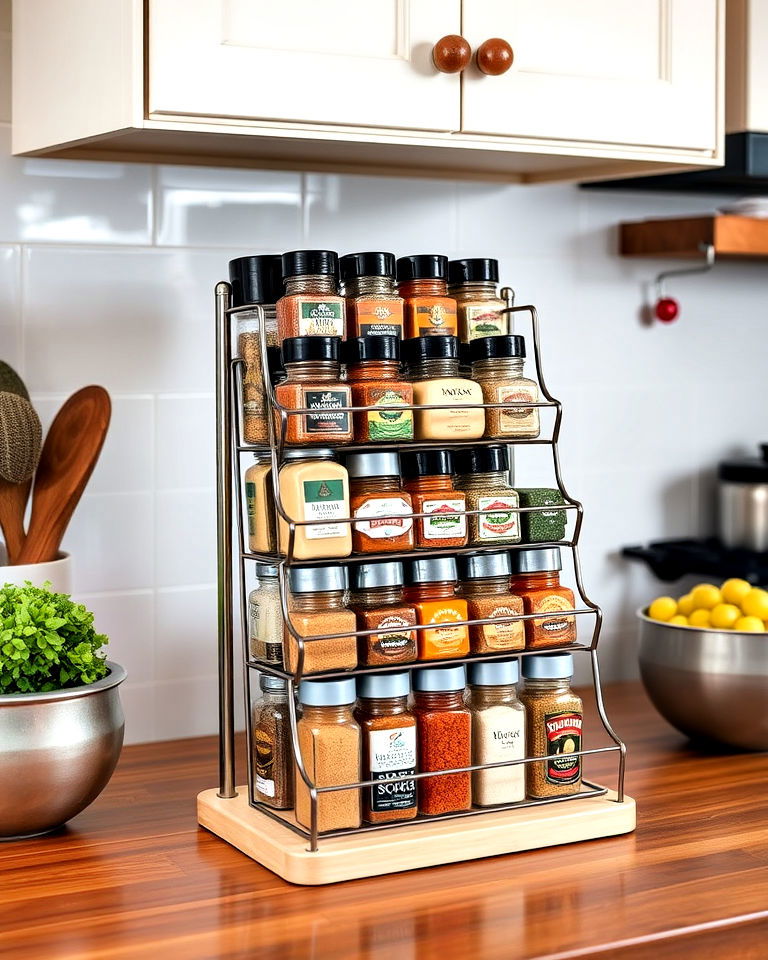 stylish countertop tiered spice rack - 40 Spice Rack Ideas