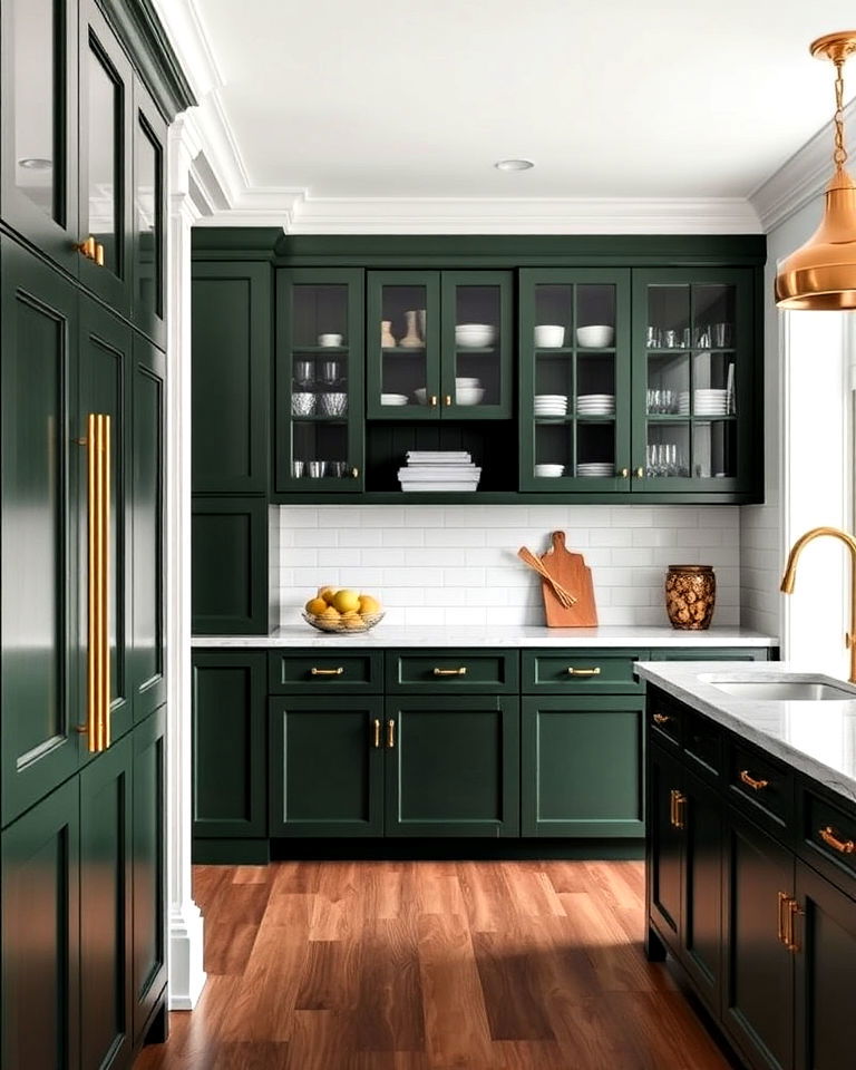 stylish dark green butlers pantry - 40 Dark Green Kitchen Ideas