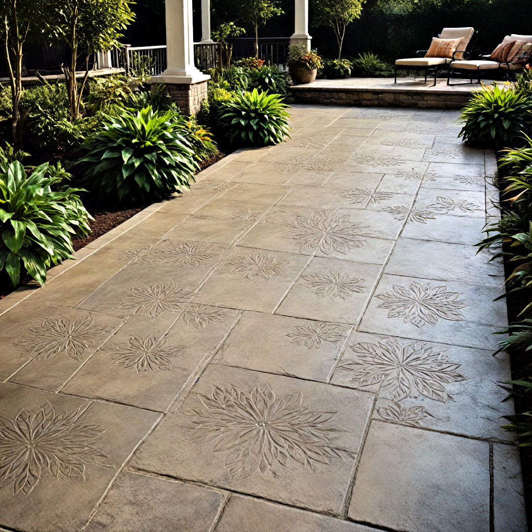 stylish engraved concrete patio - 40 Concrete Patio Ideas