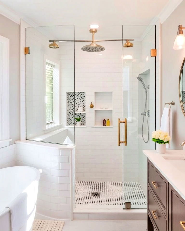 stylish frameless glass shower enclosure - 30 Transitional Bathroom Ideas