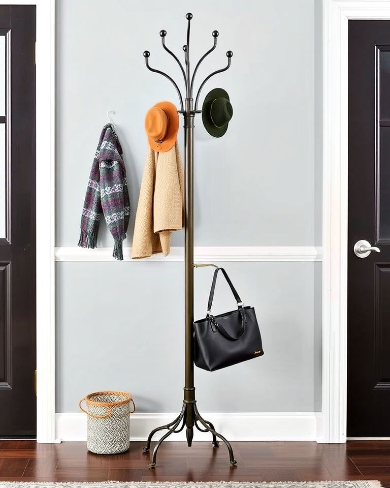 stylish freestanding coat rack - 50 Foyer Decor Ideas