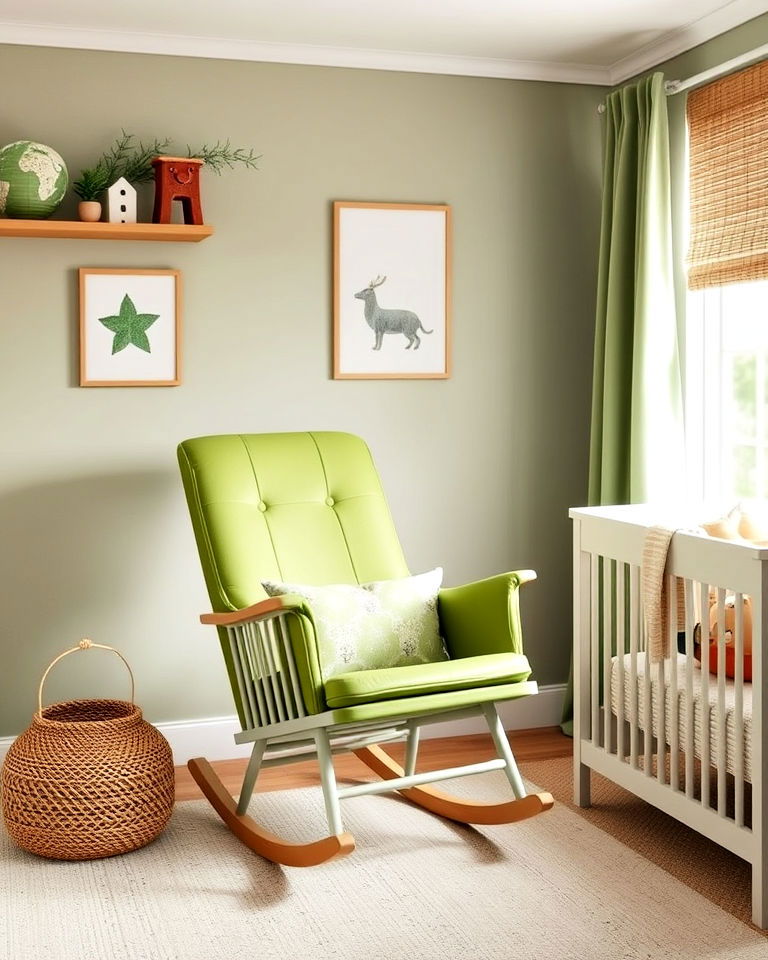 stylish green rocking chair - 25 Green Nursery Ideas