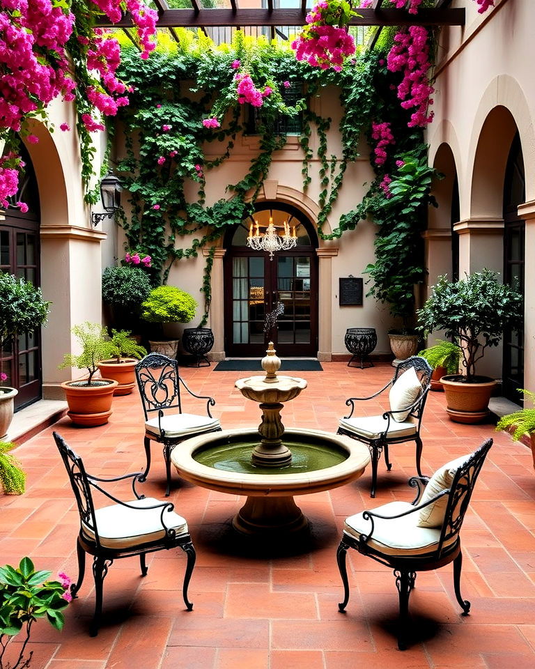 stylish mediterranean courtyard design - 40 Luxury Landscaping Ideas