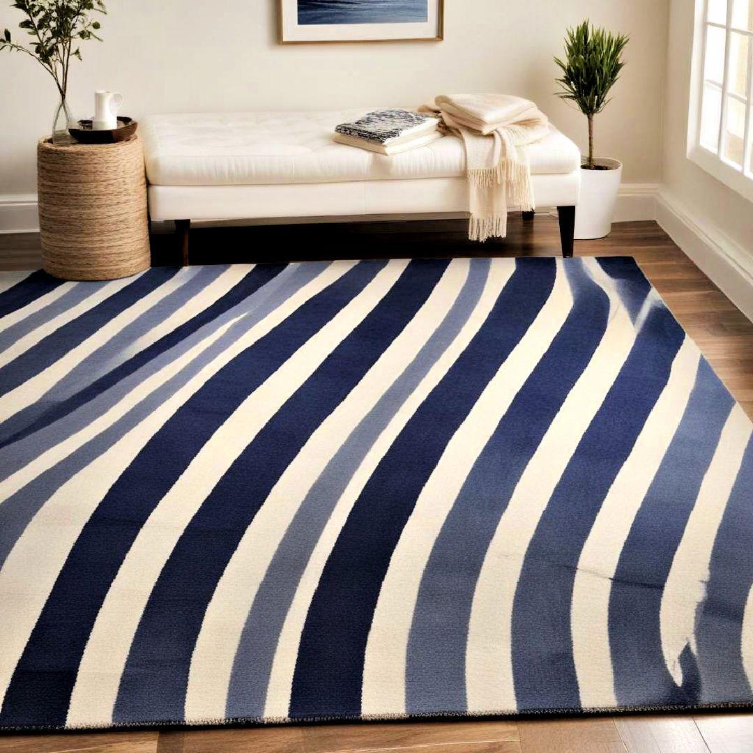 stylish nautical striped rug - 25 Nautical Decor Ideas