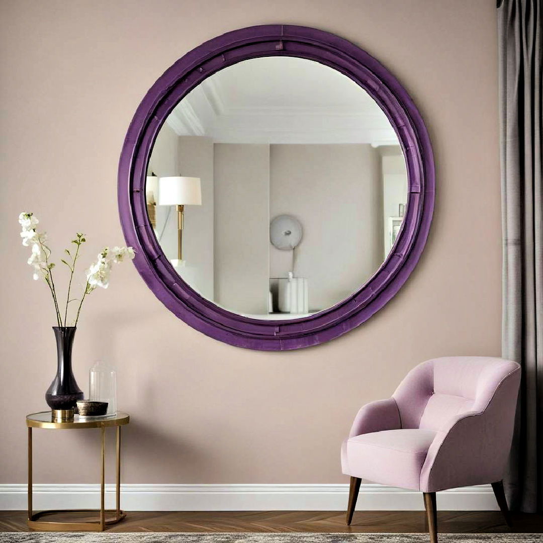 stylish purple art deco mirror - 25 Purple Living Room Ideas