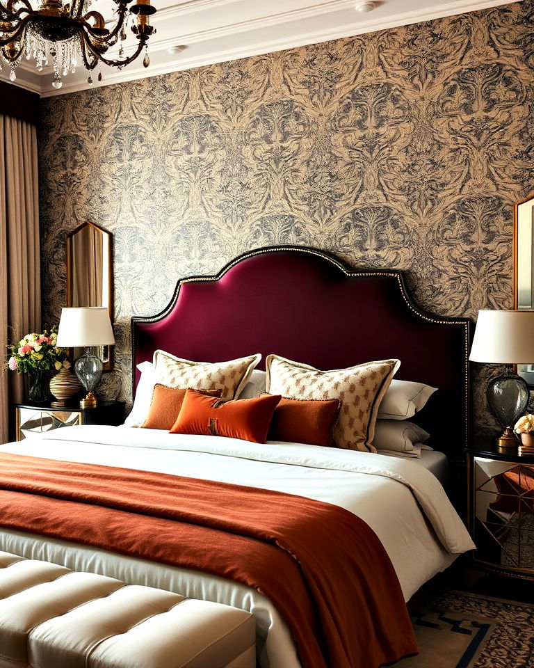 stylish statement headboard - 30 Art Deco Interior Design Ideas