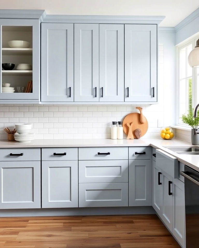 subtle matte light blue kitchen cabinets - 20 Light Blue Kitchen Cabinets Ideas