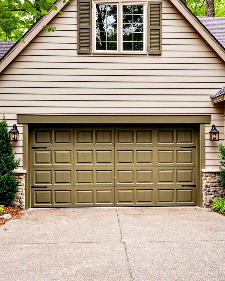 subtle olive green garage door - 20 Green Garage Door Ideas