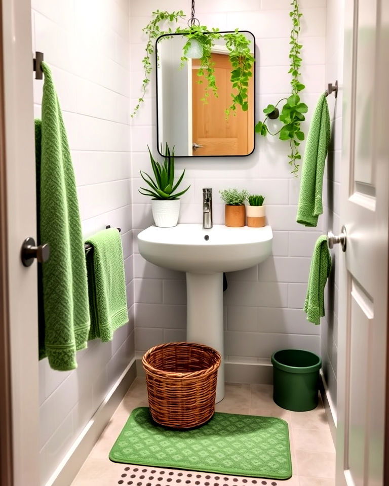 succulents and green accents for small green bathroom - 20 Small Green Bathroom Ideas