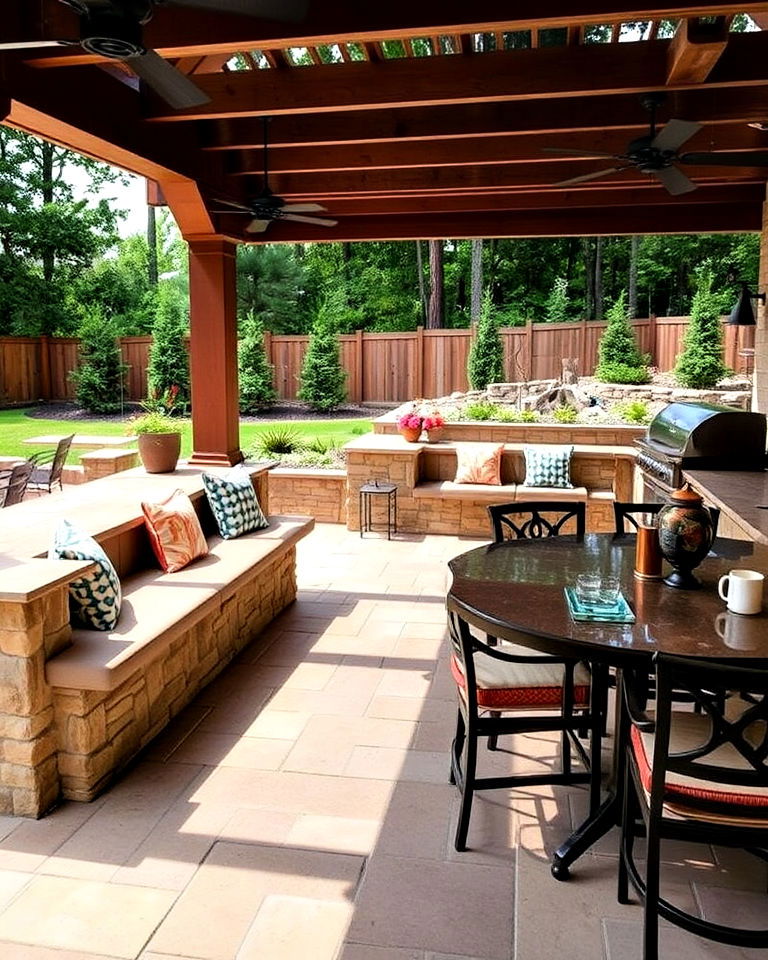 summer kitchen with built in seating - 20 Summer Kitchen Ideas