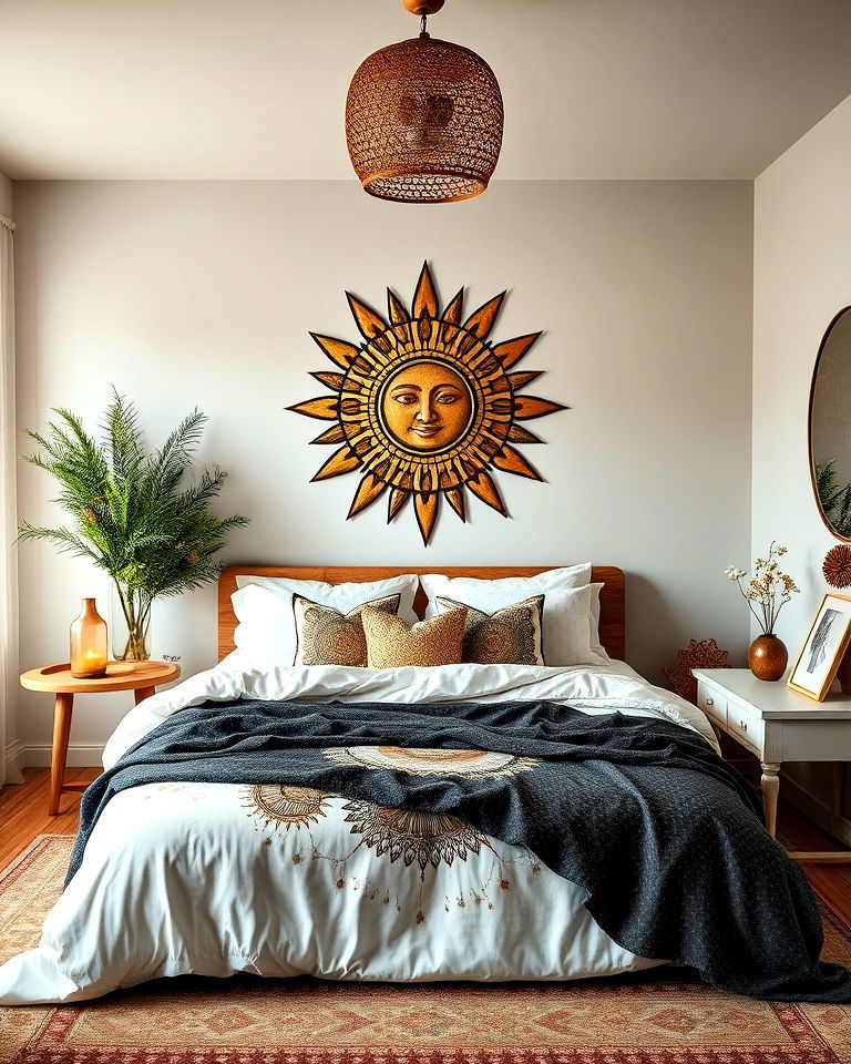 sun and moon motifs for hippie bedroom - 25 Hippie Bedroom Ideas