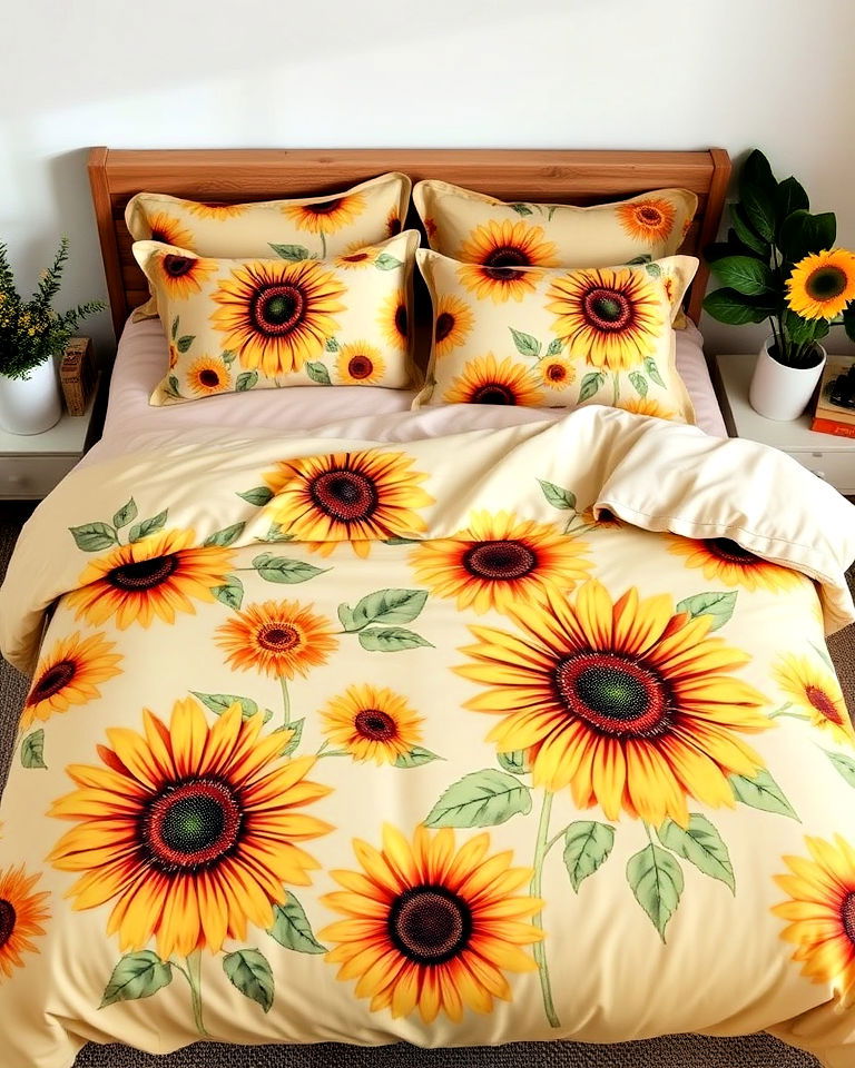 sunflower bedding sets design - 15 Sunflower Bedroom Ideas