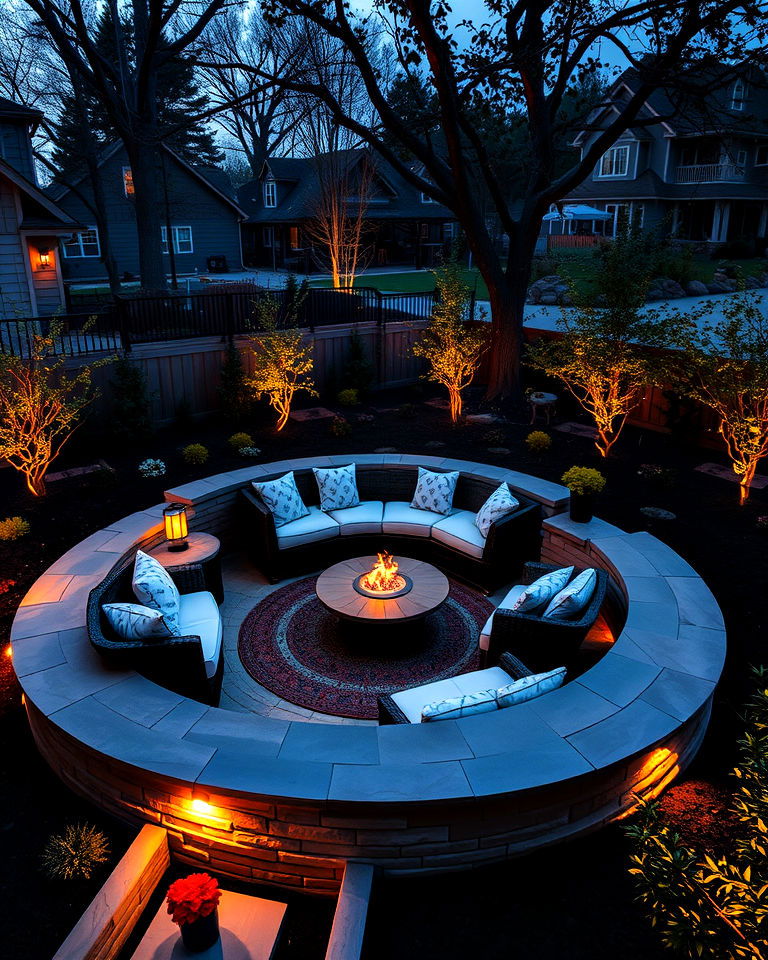 sunken outdoor lounge landscape design - 40 Luxury Landscaping Ideas