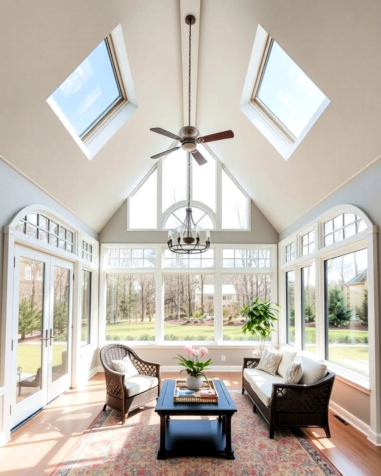 sunroom ceiling with skylights - 20 Sunroom Ceiling Ideas