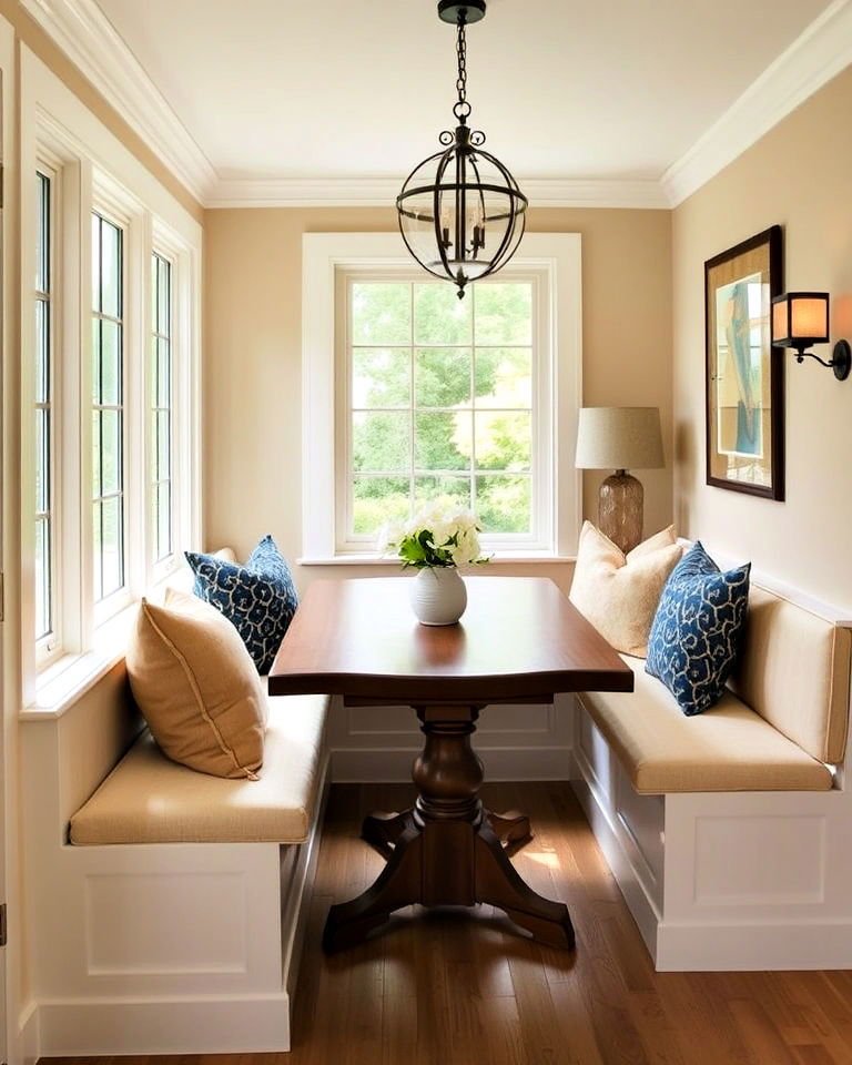 sunroom dining room with built in seating - 25 Sunroom Dining Room Ideas
