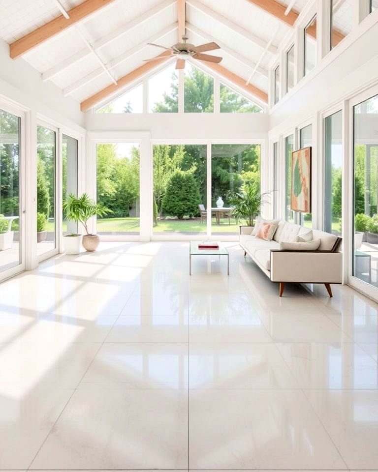 sunroom floor with large format tiles - 15 Sunroom Tile Floor Ideas
