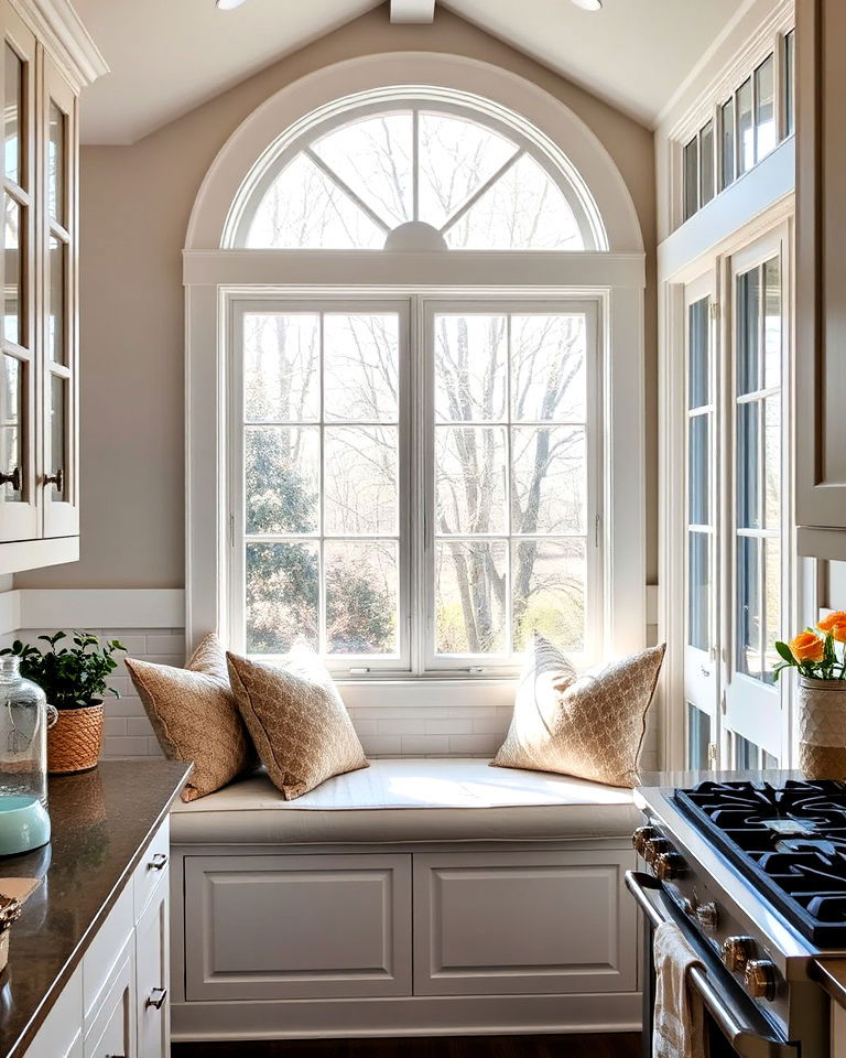 sunroom kitchen with cozy window seat - 15 Sunroom Kitchen Ideas