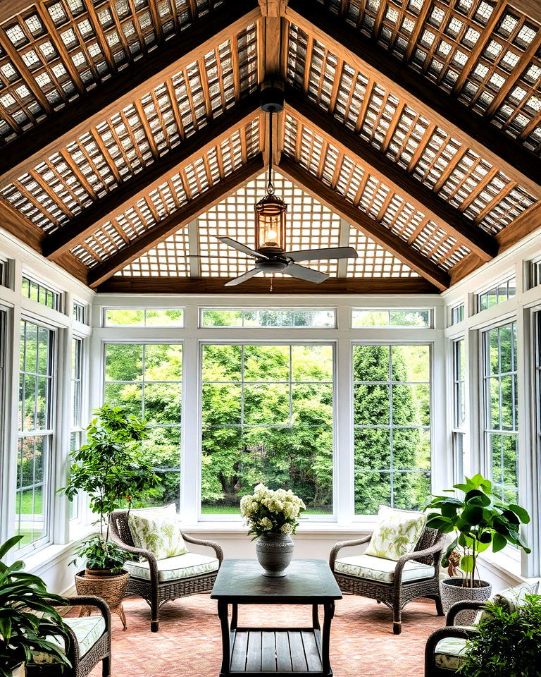 sunroom with lattice ceiling - 20 Sunroom Ceiling Ideas