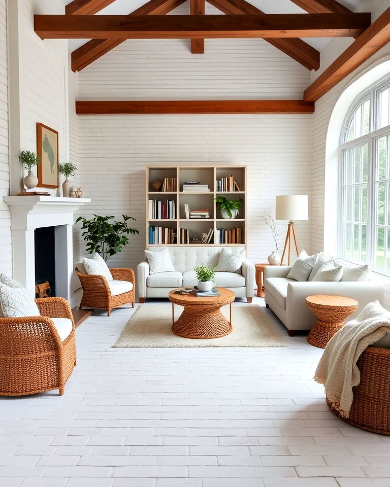 sunroom with whitewashed brick flooring - 20 Brick Floor Sunroom Ideas