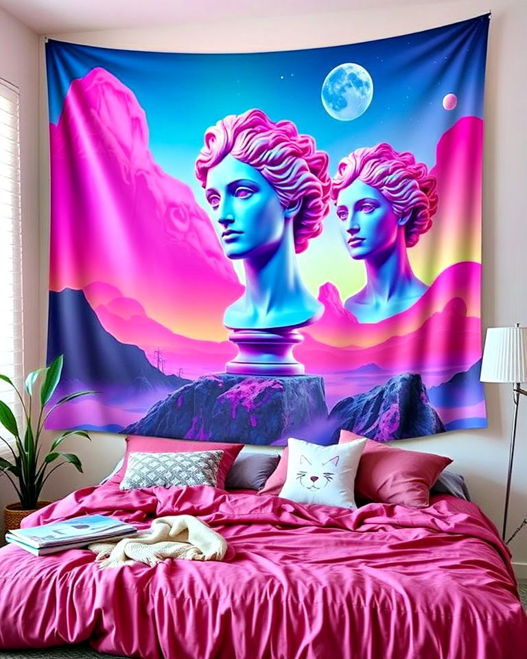 surreal vaporwave inspired tapestry - 20 Vaporwave Room Ideas