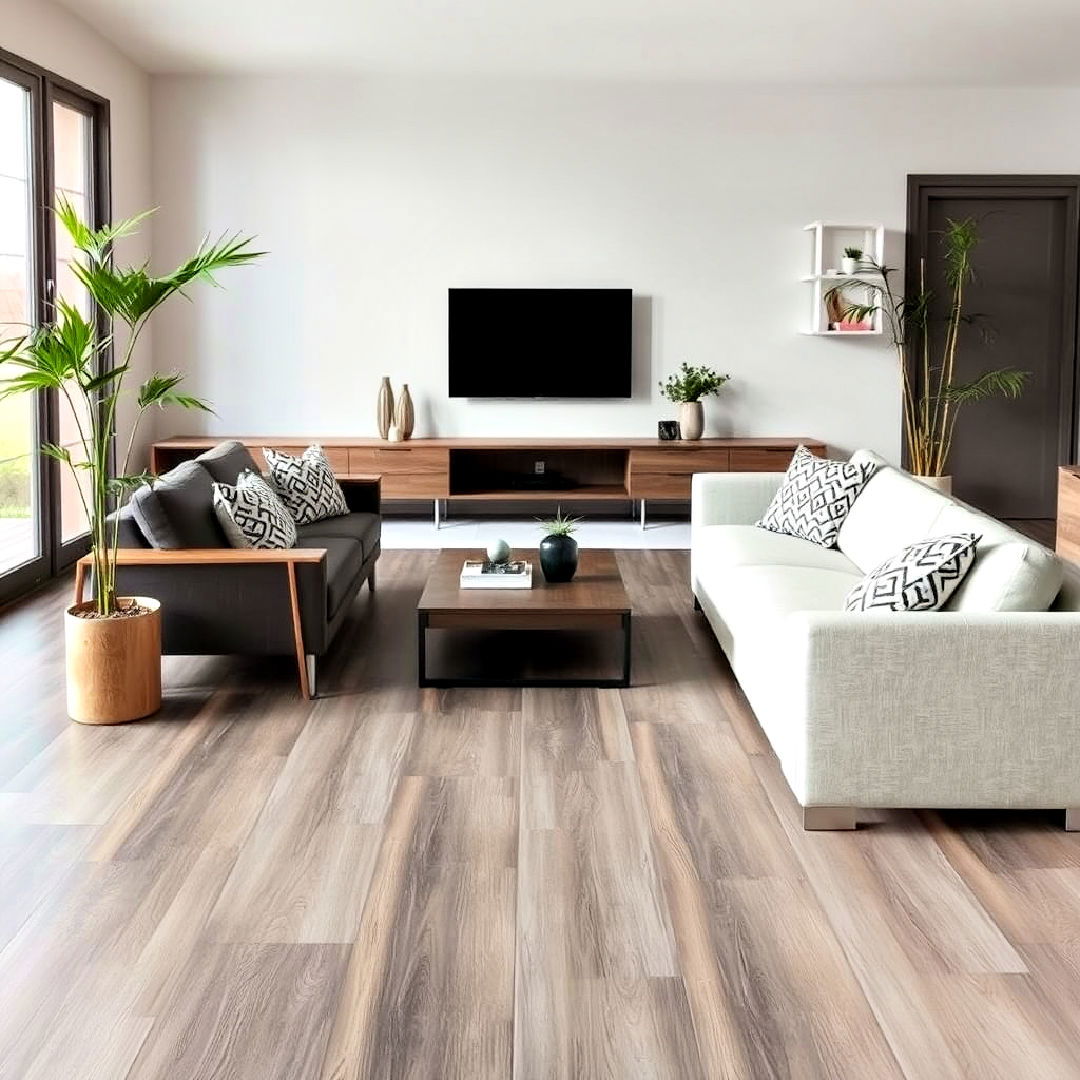 sustainable grey bamboo flooring - 25 Grey Flooring Living Room Ideas