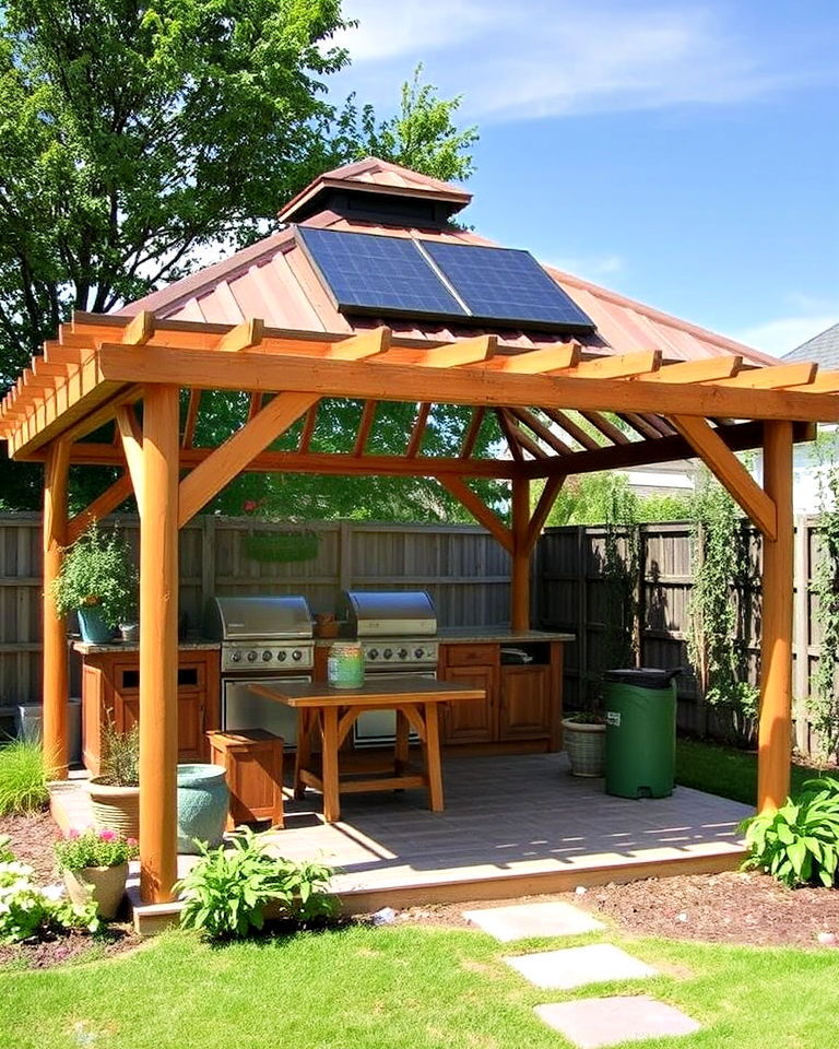 sustainable kitchen with eco friendly gazebo - 20 Outdoor Kitchen with a Gazebo Ideas