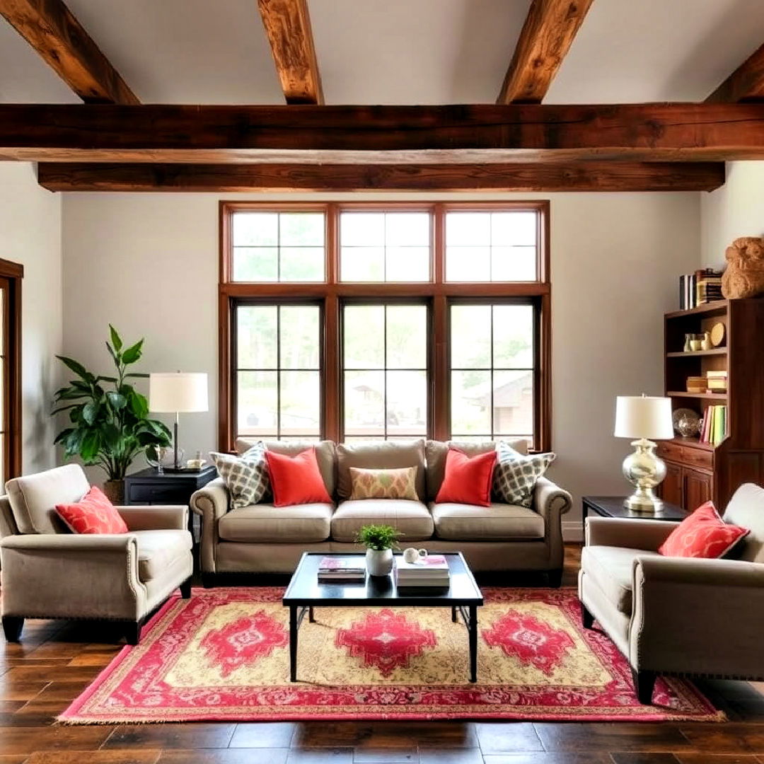 sustainable reclaimed wood beam - 25 Exposed Beam Living Room Ideas