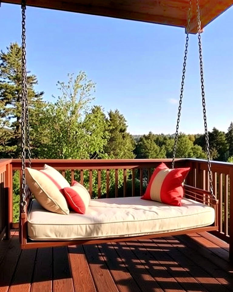 swinging daybed for deck seating - 20 Deck Seating Ideas