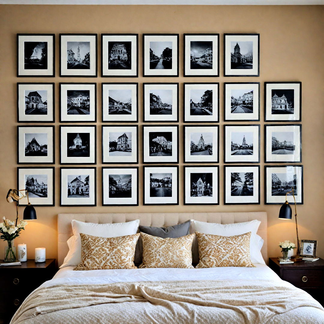 symmetrical gallery wall for bedroom - 40 Gallery Wall Ideas