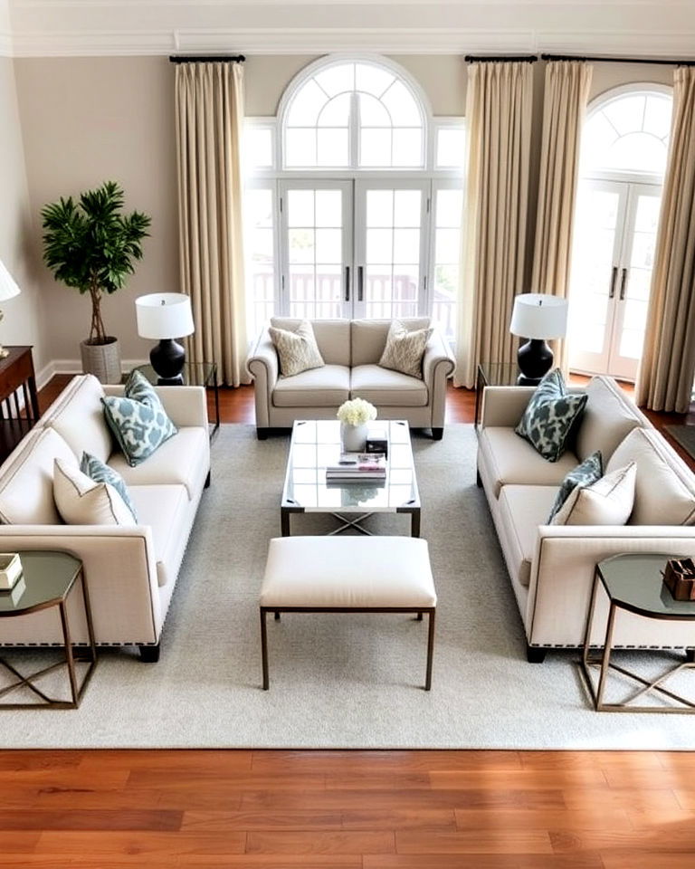 symmetrical seating layout - 25 Living Room Layout Ideas