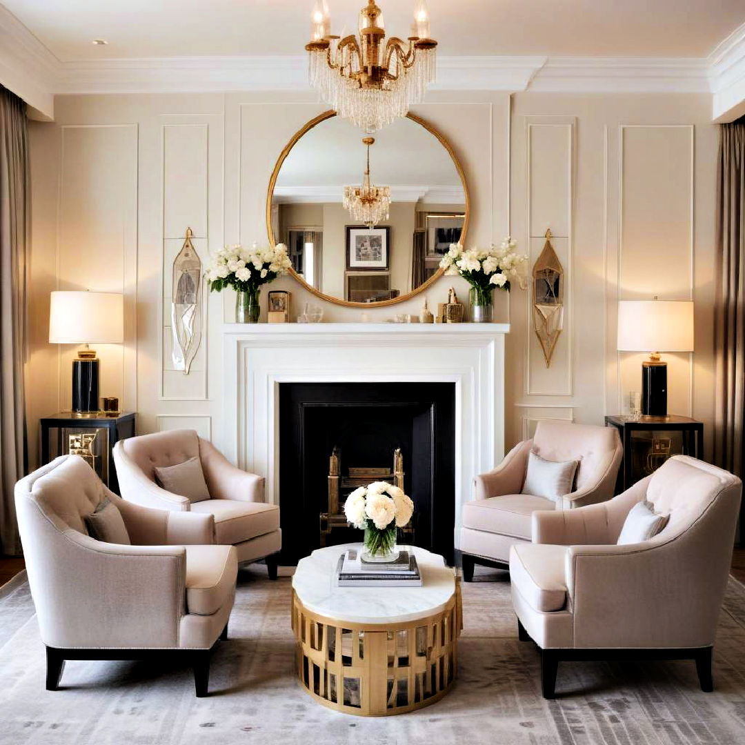 symmetry in design for art deco living room - 25 Art Deco Living Room Ideas
