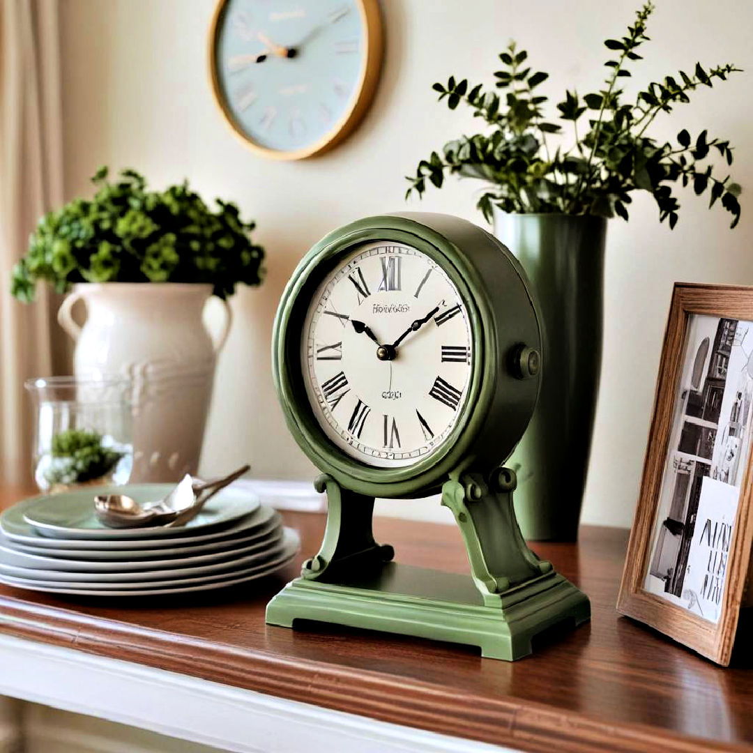 table clock for green dining room - 40 Green Dining Room Ideas