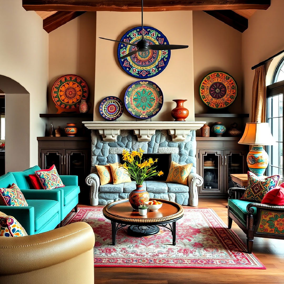 talavera pottery for southwestern living room - 25 Southwestern Living Room Ideas
