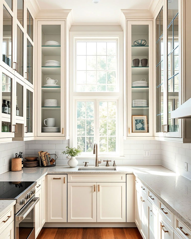 tall glass cabinets to maximize vertical space - 15 Kitchen Cabinets With Glass Doors