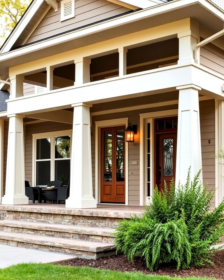tapered porch columns for craftsman home - 40 Craftsman Style House Exterior Ideas