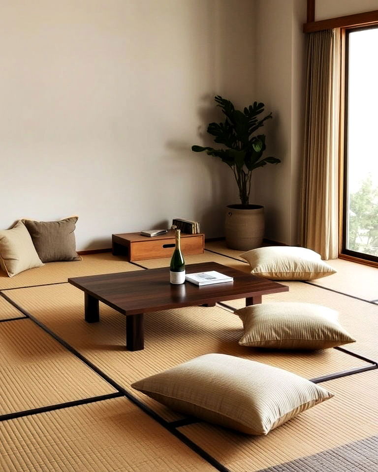 tatami mat flooring for asian living room - 25 Asian Living Room Ideas
