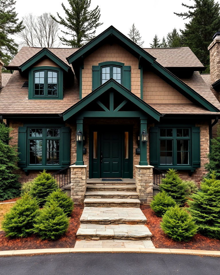 taupe and dark green aesthetic - 25 Exterior Taupe House Color Combinations