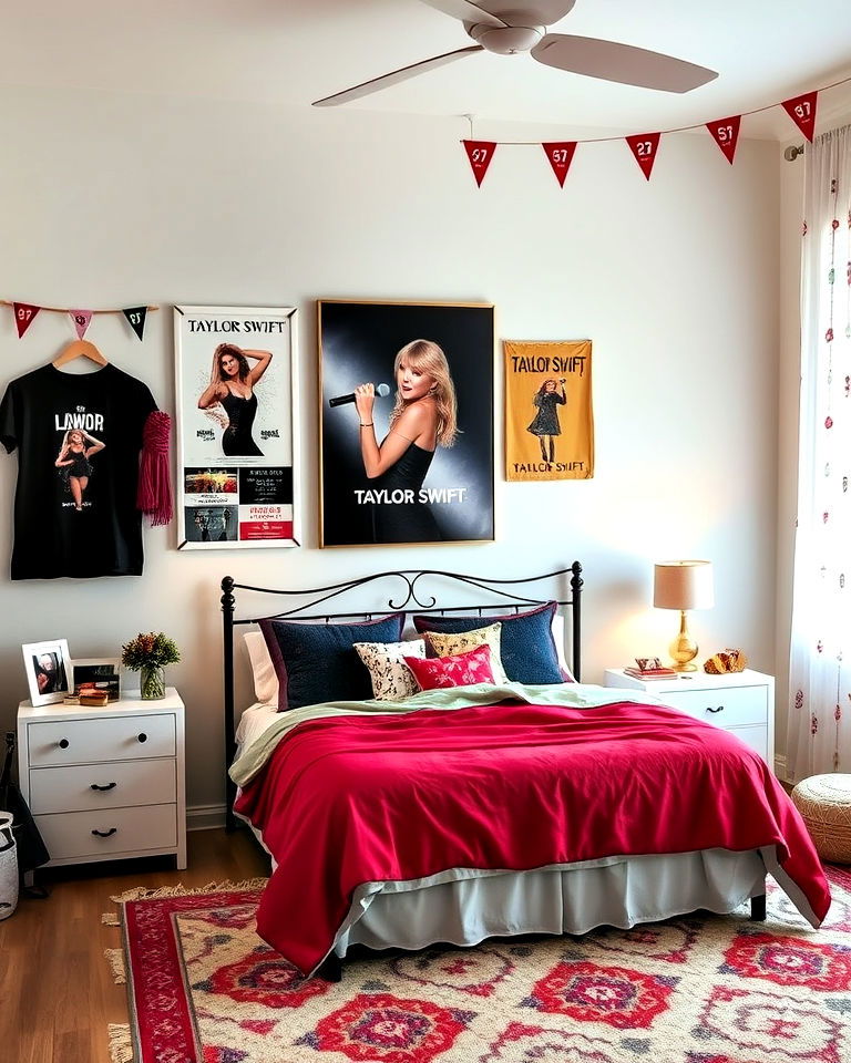 taylor swift tour merch as bedroom decor - 20 Taylor Swift Themed Bedroom Decor Ideas