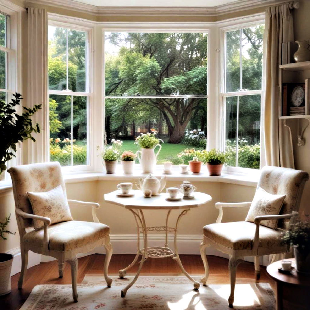 tea corner for bay window - 40 Bay Window Ideas