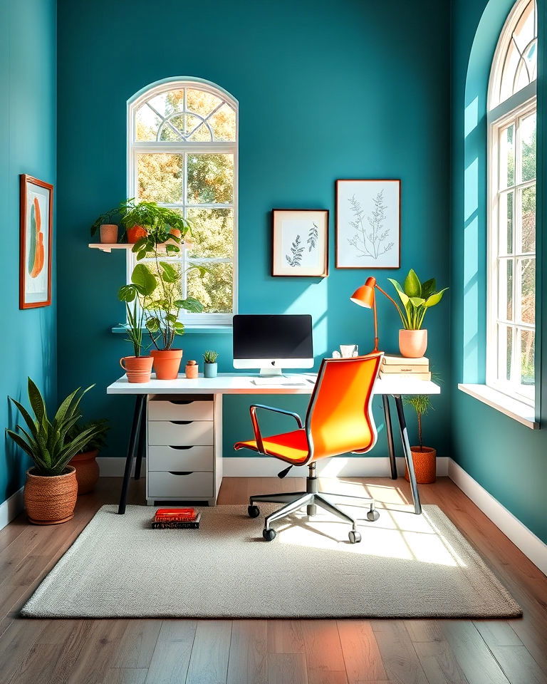 teal and burnt orange for home office - 20 Teal and Orange Color Scheme for Your Rooms