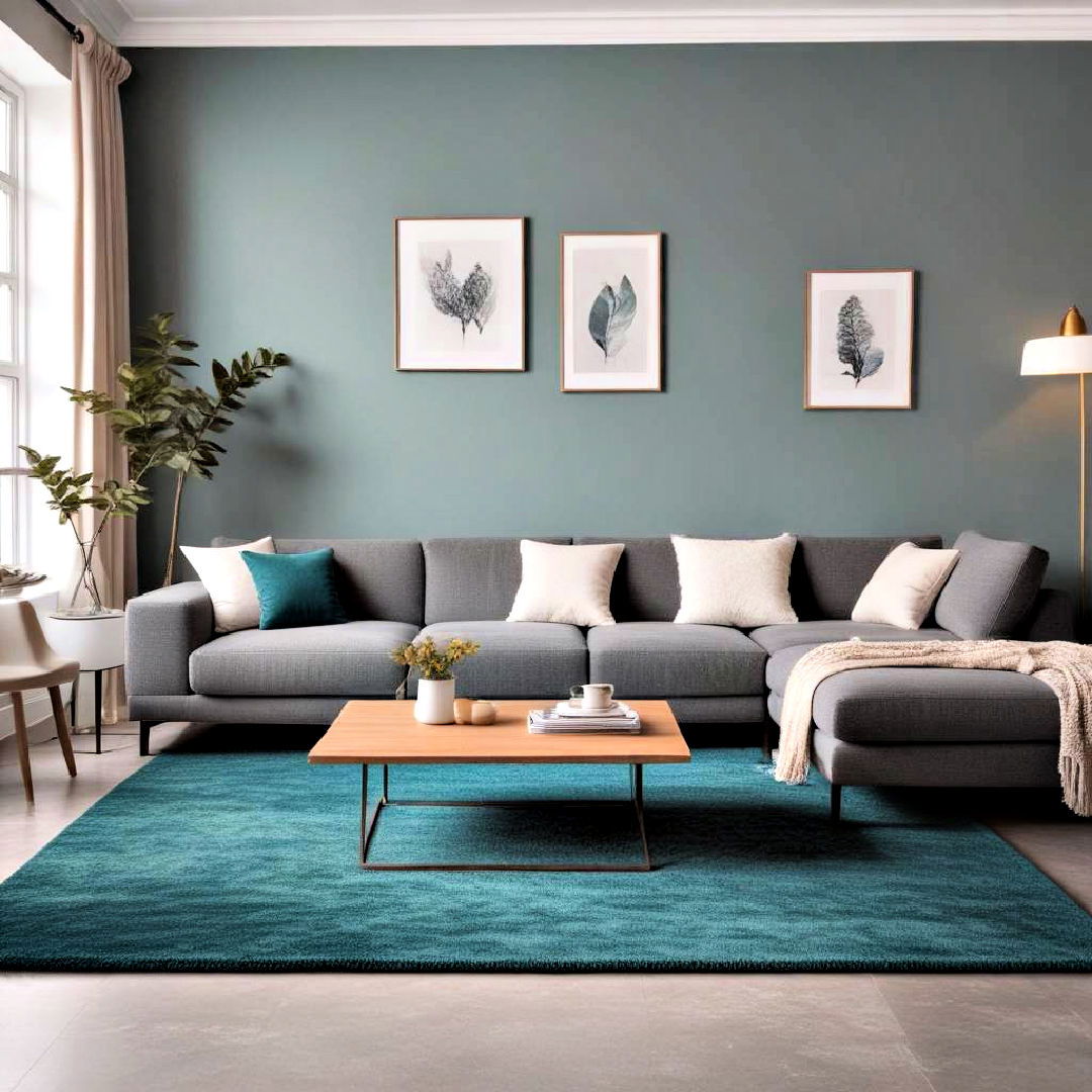 teal carpet for underfoot comfort - 25 Teal Living Room Ideas